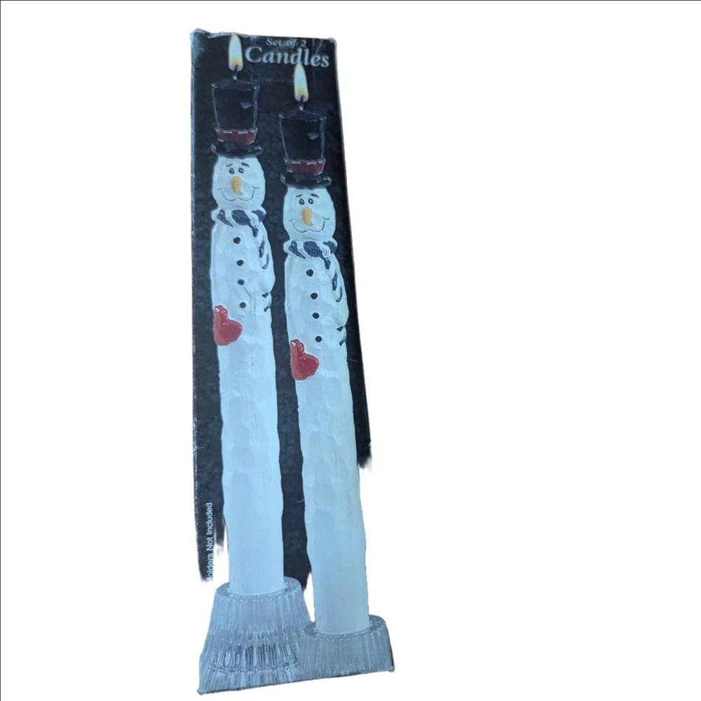 Snowman Candles Set 2 New In Box Christmas Holidays Winter